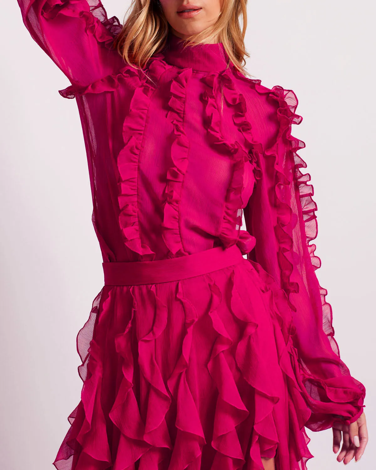 Ruffle High Neck Blouse