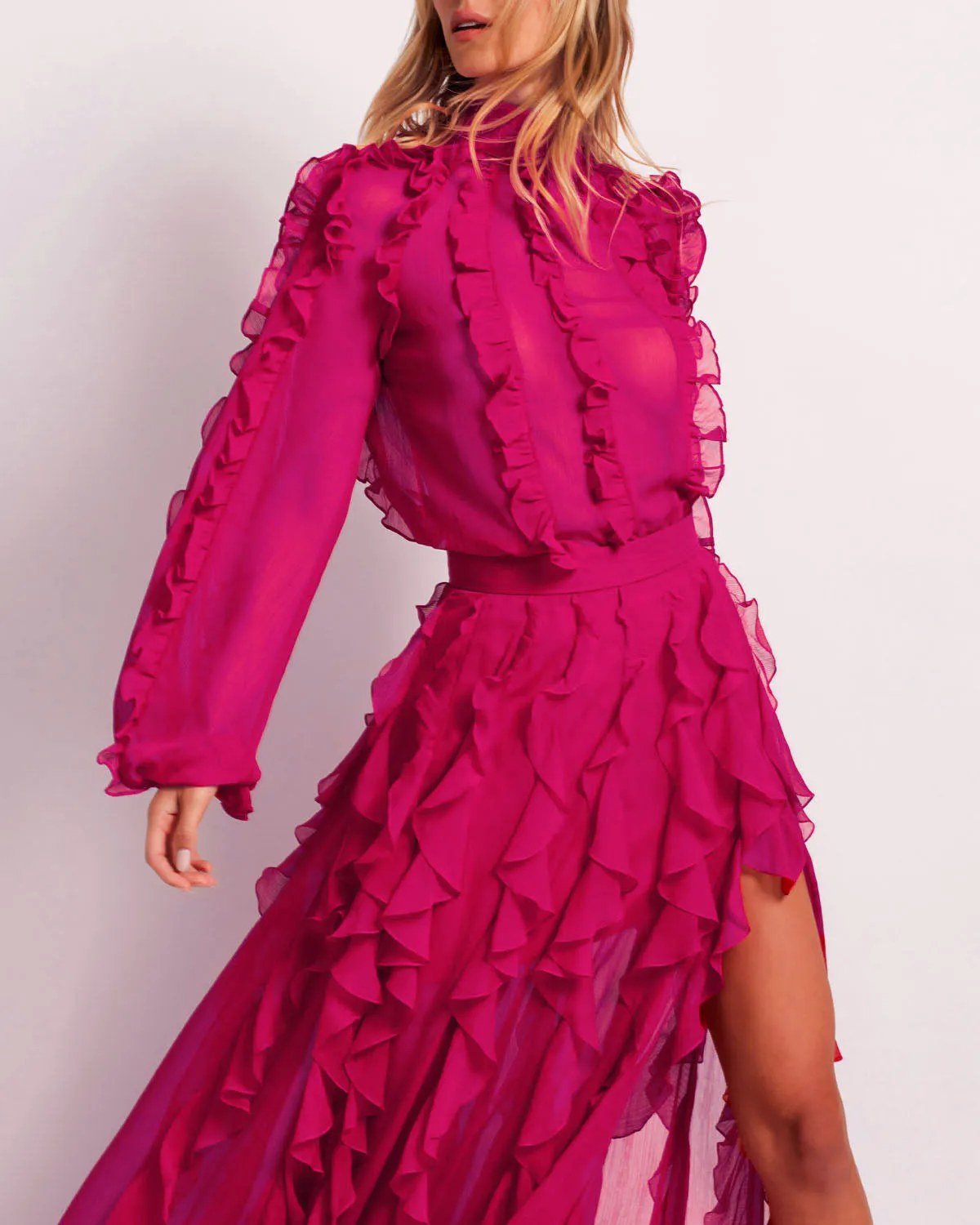 Ruffle High Neck Blouse