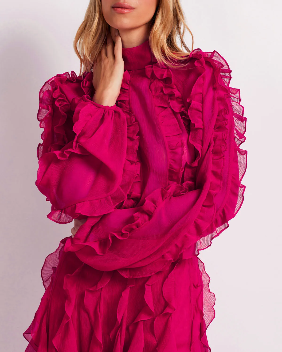Ruffle High Neck Blouse