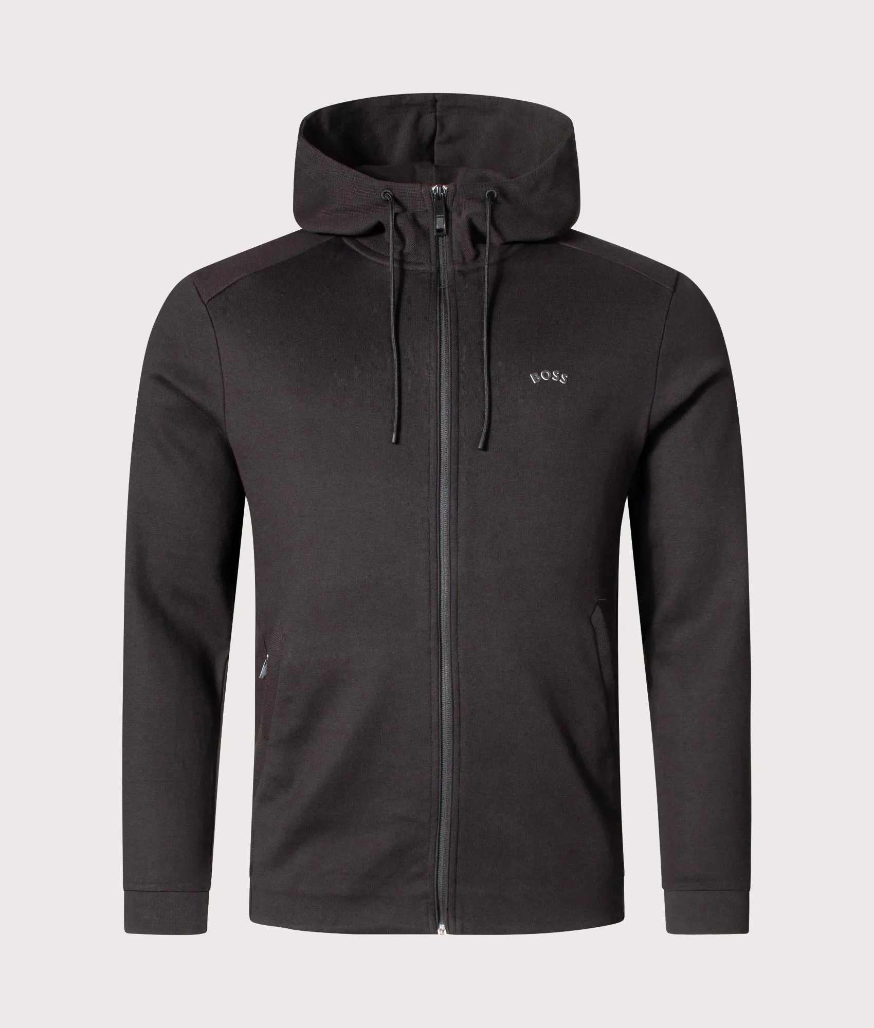 Saggy Curved Logo Zip Through Hoodie