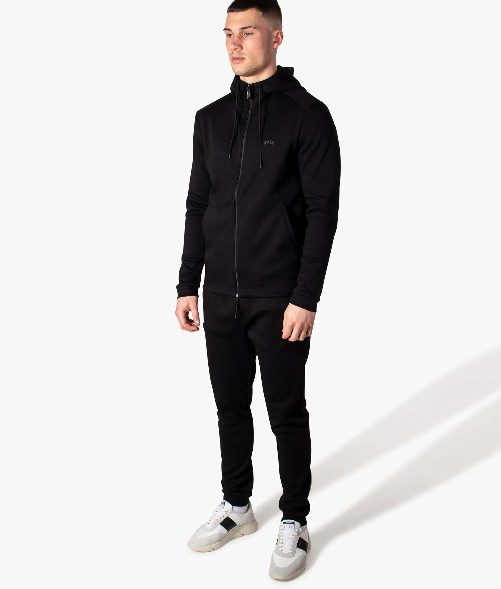 Saggy Curved Logo Zip Through Hoodie