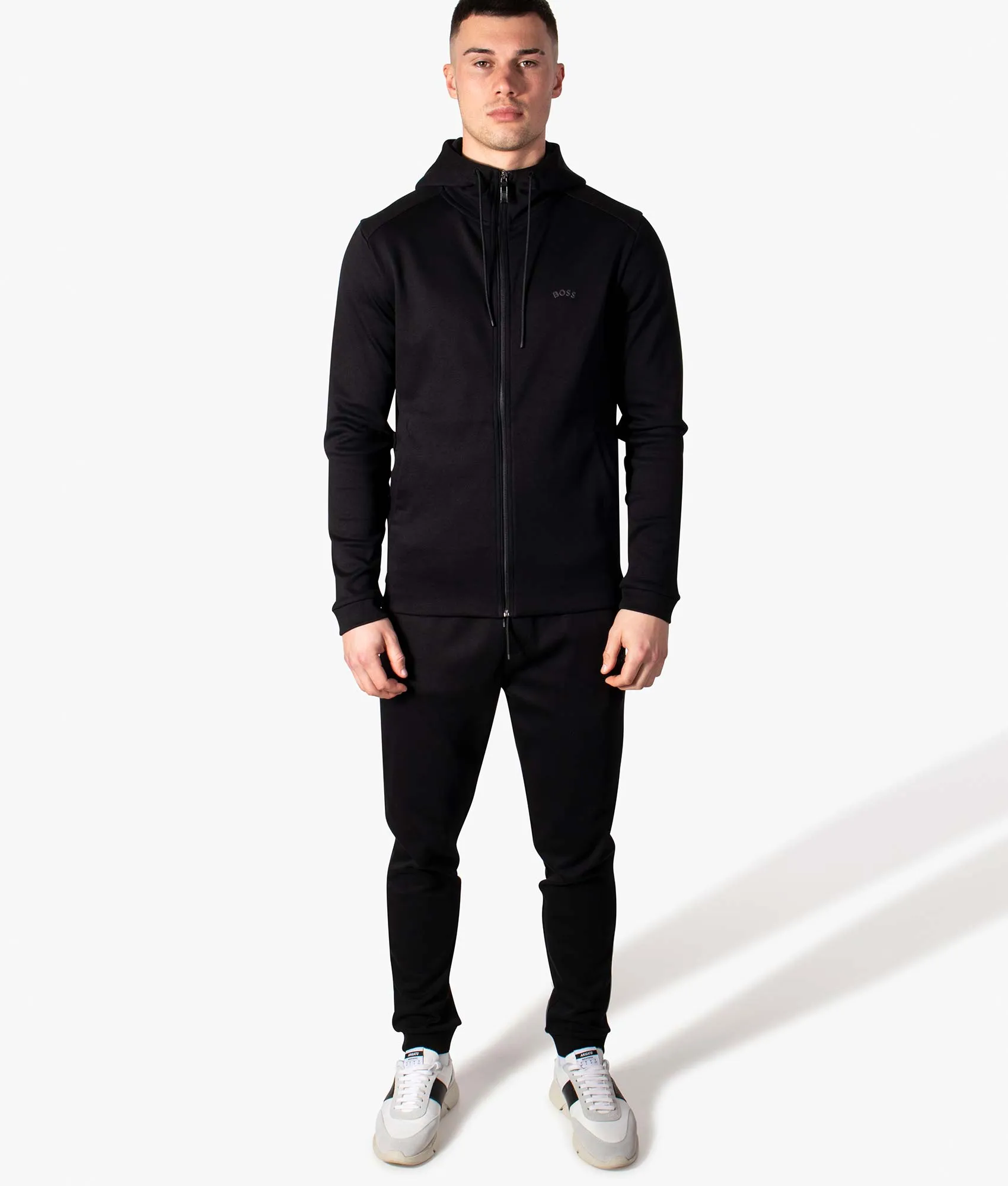 Saggy Curved Logo Zip Through Hoodie