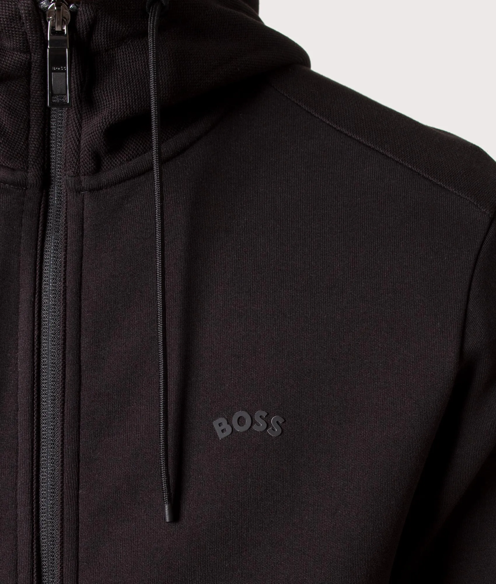 Saggy Curved Logo Zip Through Hoodie