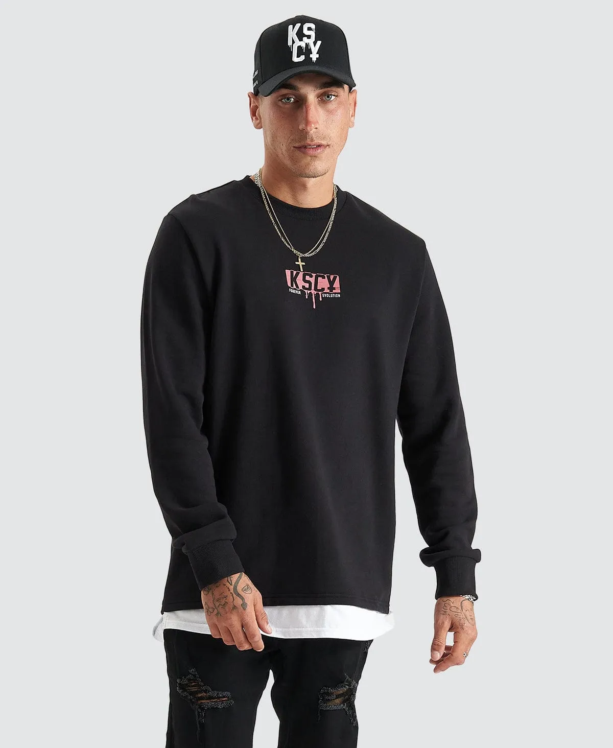 Santa Ana Layered Dual Curved Sweater Jet Black