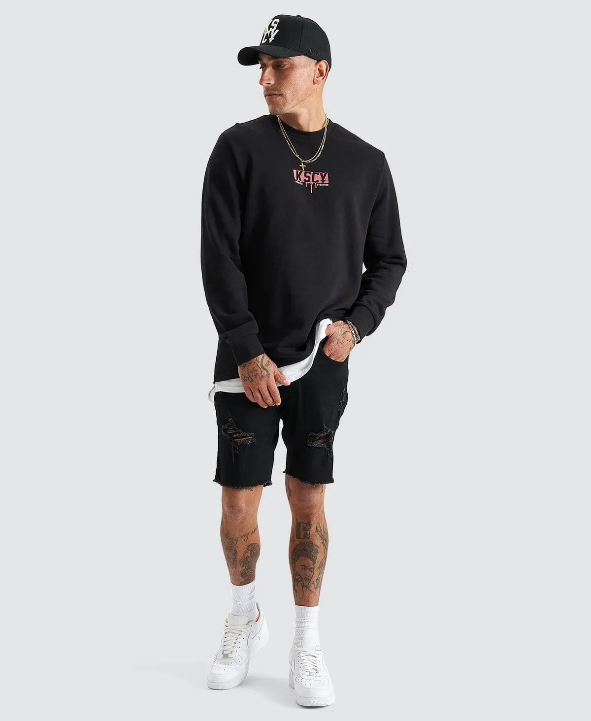 Santa Ana Layered Dual Curved Sweater Jet Black