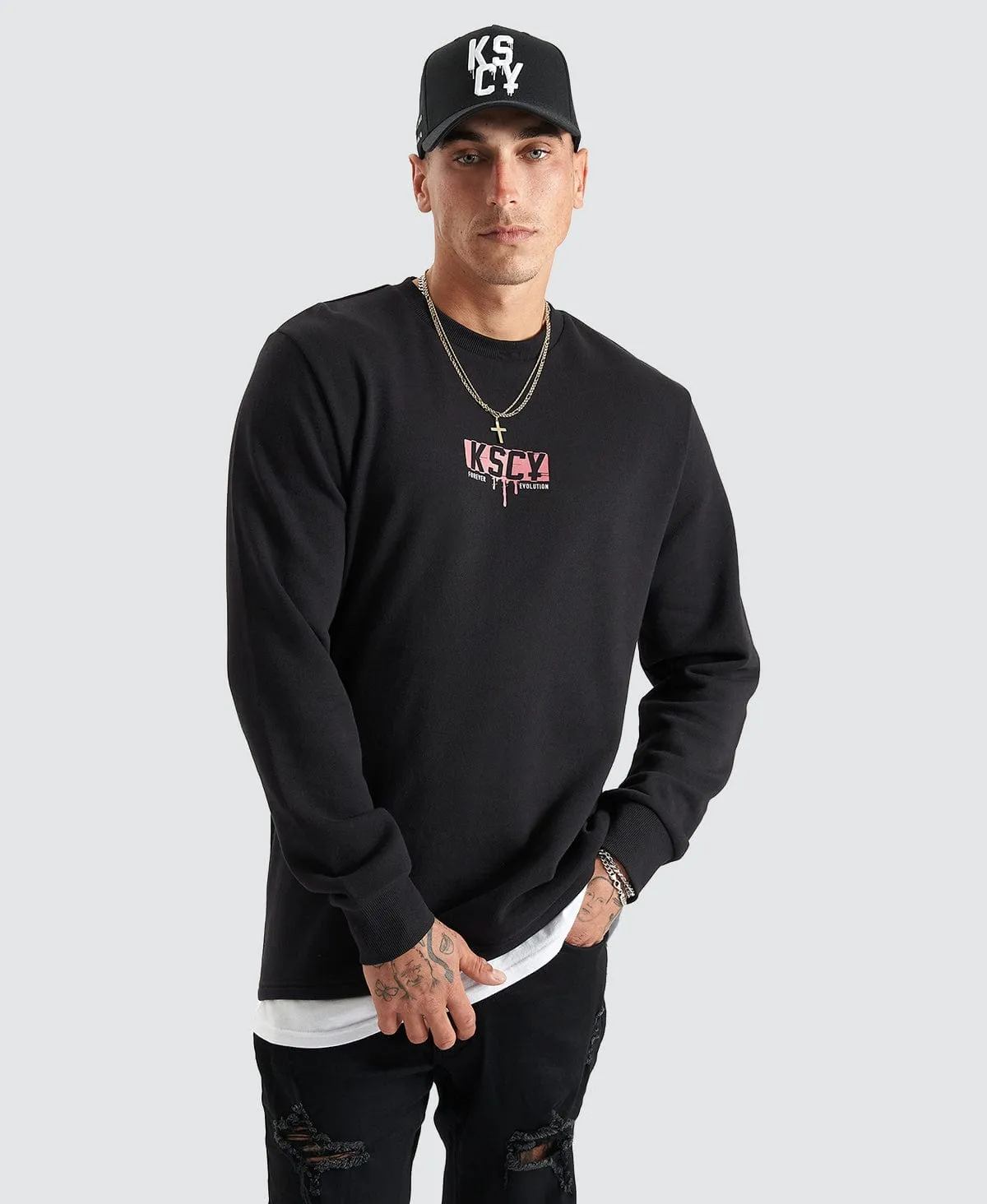 Santa Ana Layered Dual Curved Sweater Jet Black