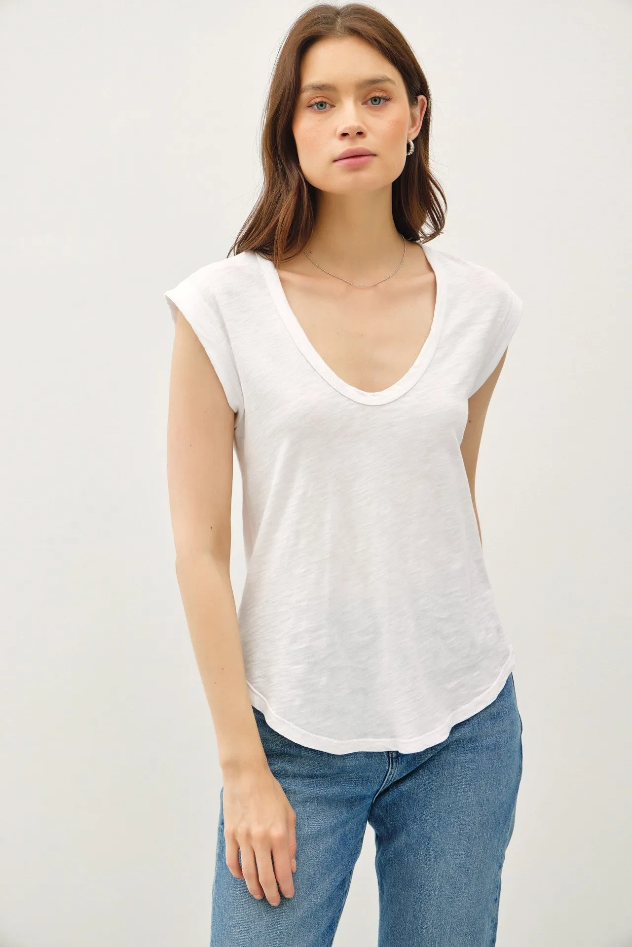 Scoop Neck Cap Sleeve Top