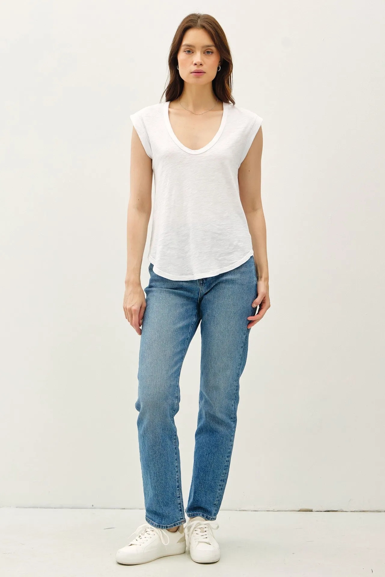 Scoop Neck Cap Sleeve Top