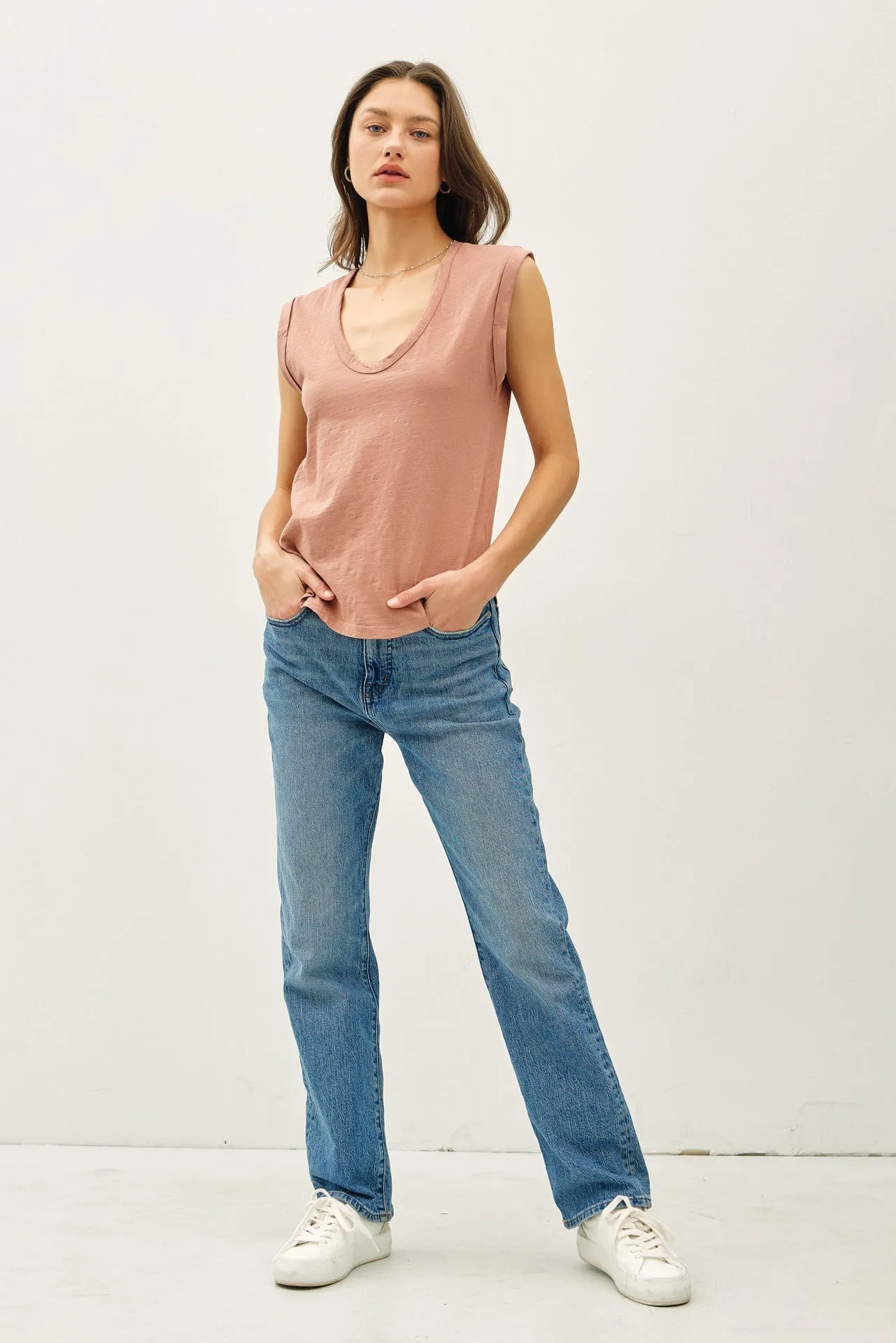 Scoop Neck Cap Sleeve Top