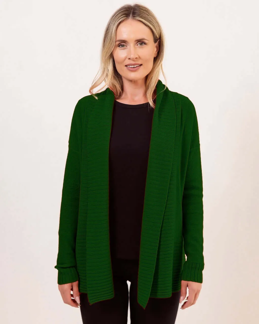 See Saw Luxe Merino Shawl Collar Cardigan in Khaki
