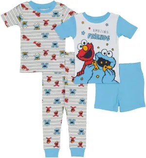 Sesame Street Boys' Baby 4-Piece Snug-fit Cotton Pajama Set
