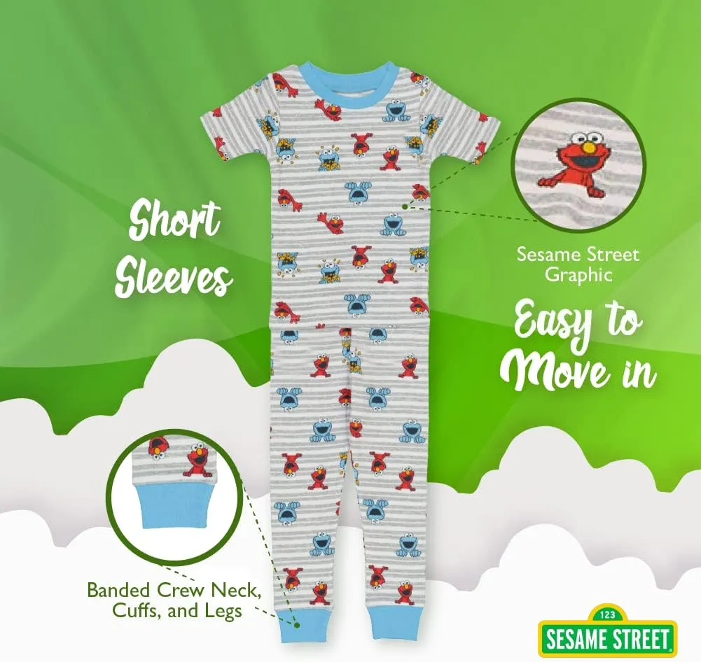 Sesame Street Boys' Baby 4-Piece Snug-fit Cotton Pajama Set