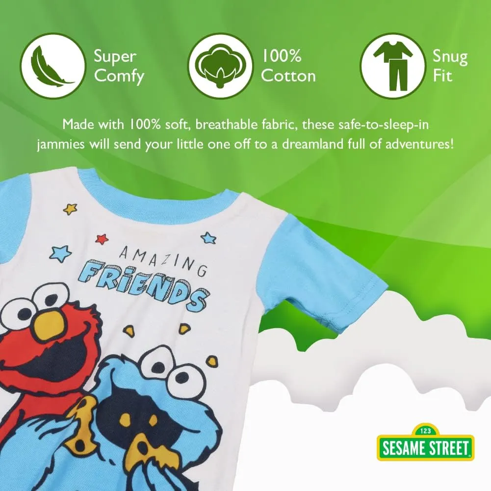 Sesame Street Boys' Baby 4-Piece Snug-fit Cotton Pajama Set