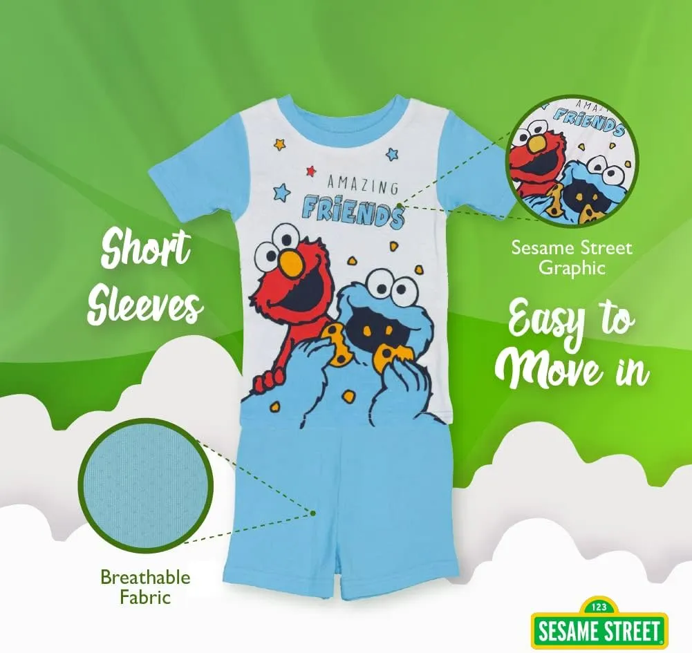 Sesame Street Boys' Baby 4-Piece Snug-fit Cotton Pajama Set