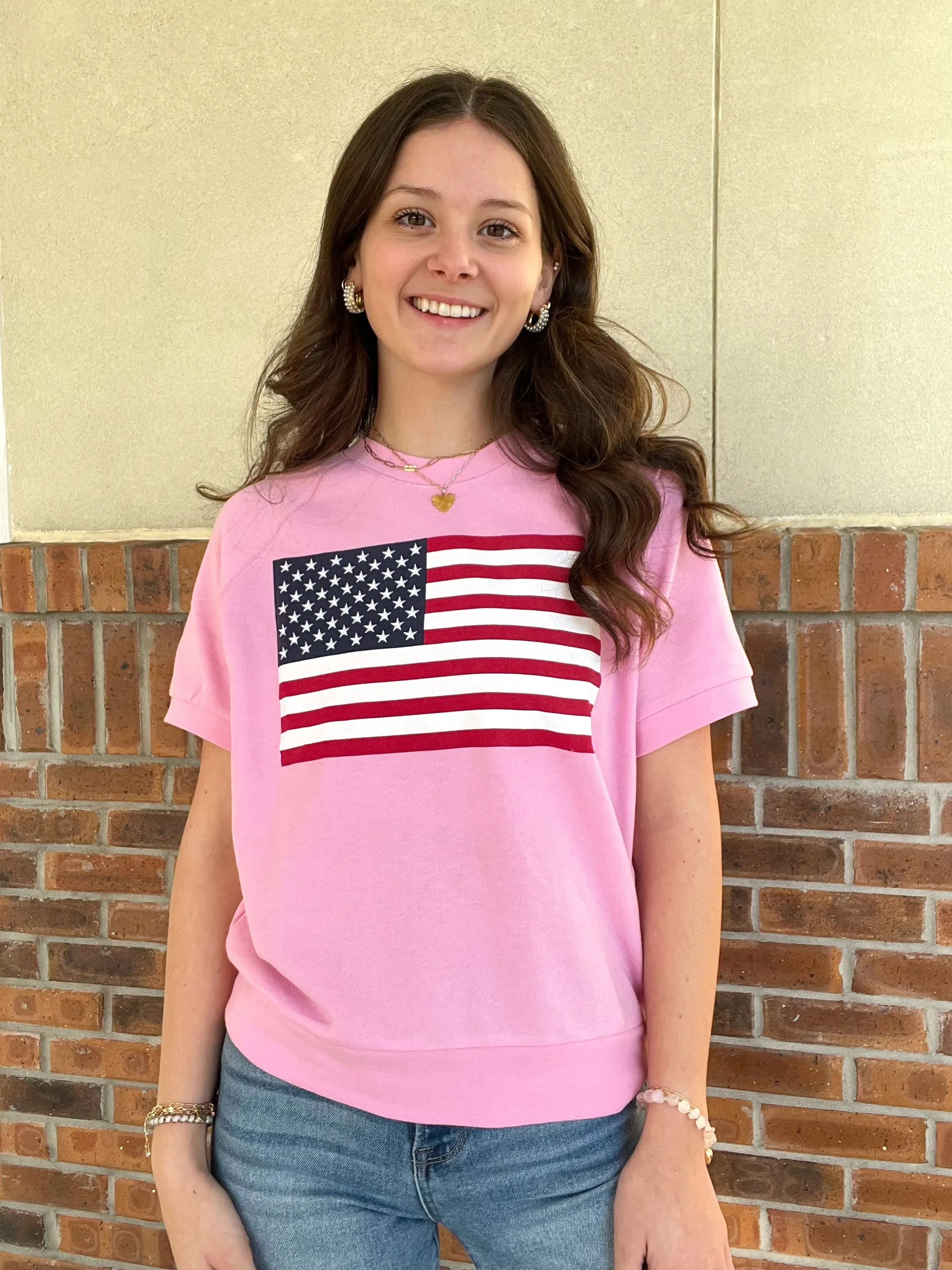 Shiraleah Flag Short Sleeve Sweatshirt