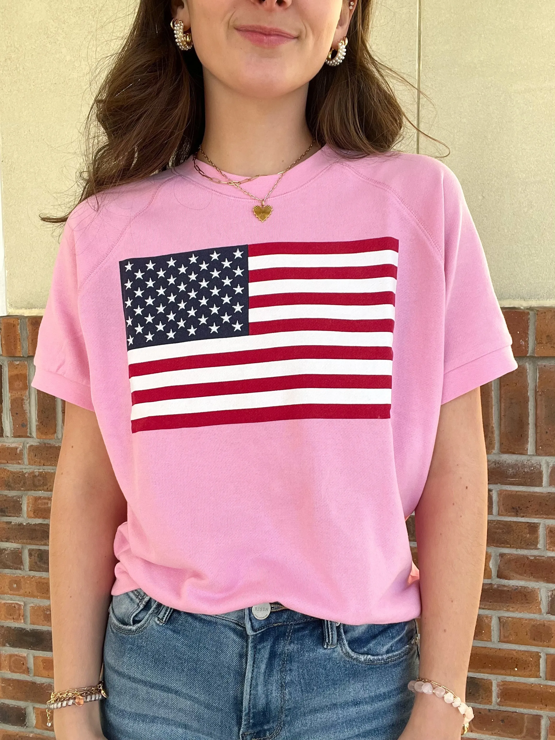 Shiraleah Flag Short Sleeve Sweatshirt