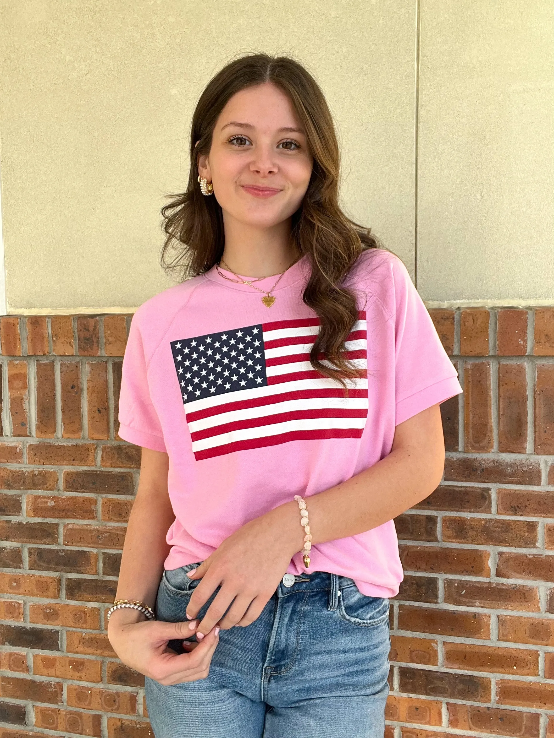 Shiraleah Flag Short Sleeve Sweatshirt