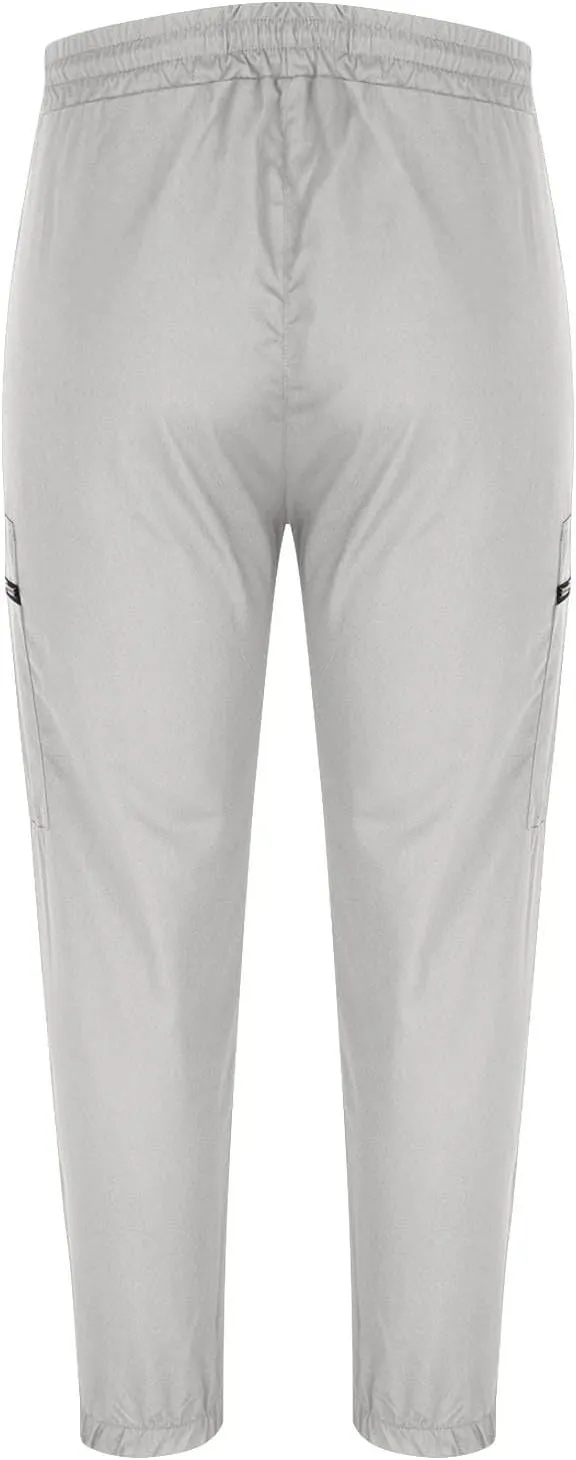 Sinzelimin Men Cargo Pants Fashion Drawstring Zipper Pockets Workwear Fishing Trouser Stretch Slim Fit Full Length Sweatpant