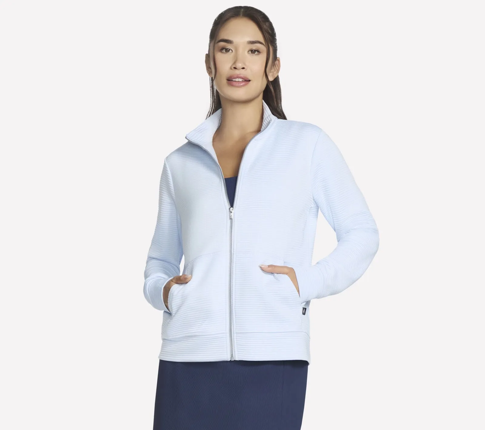 Skechers: The Hoodless Hoodie GO WALK Everywhere Jacket in Blue/Silver