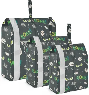 Skull Dinosaur Skeleton Packing Cubes Set of 3, Lightweight Travel Luggage Organizers Foldable Bags for Easy Packing and Organization