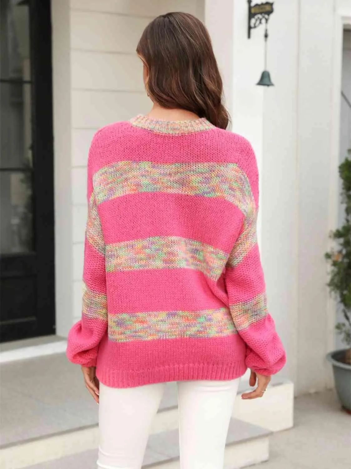 Snug In Style Striped Cable Knit Sweater