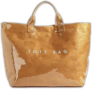 Stellaya Womens Letters Print Tote Bag, Women's PVC Kraft Paper Tote Bag, Large Shopping Hobo Handbag