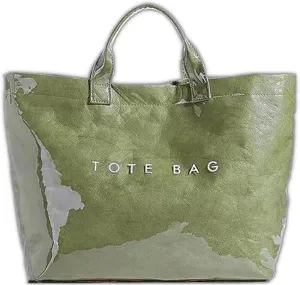 Stellaya Womens Letters Print Tote Bag, Women's PVC Kraft Paper Tote Bag, Large Shopping Hobo Handbag