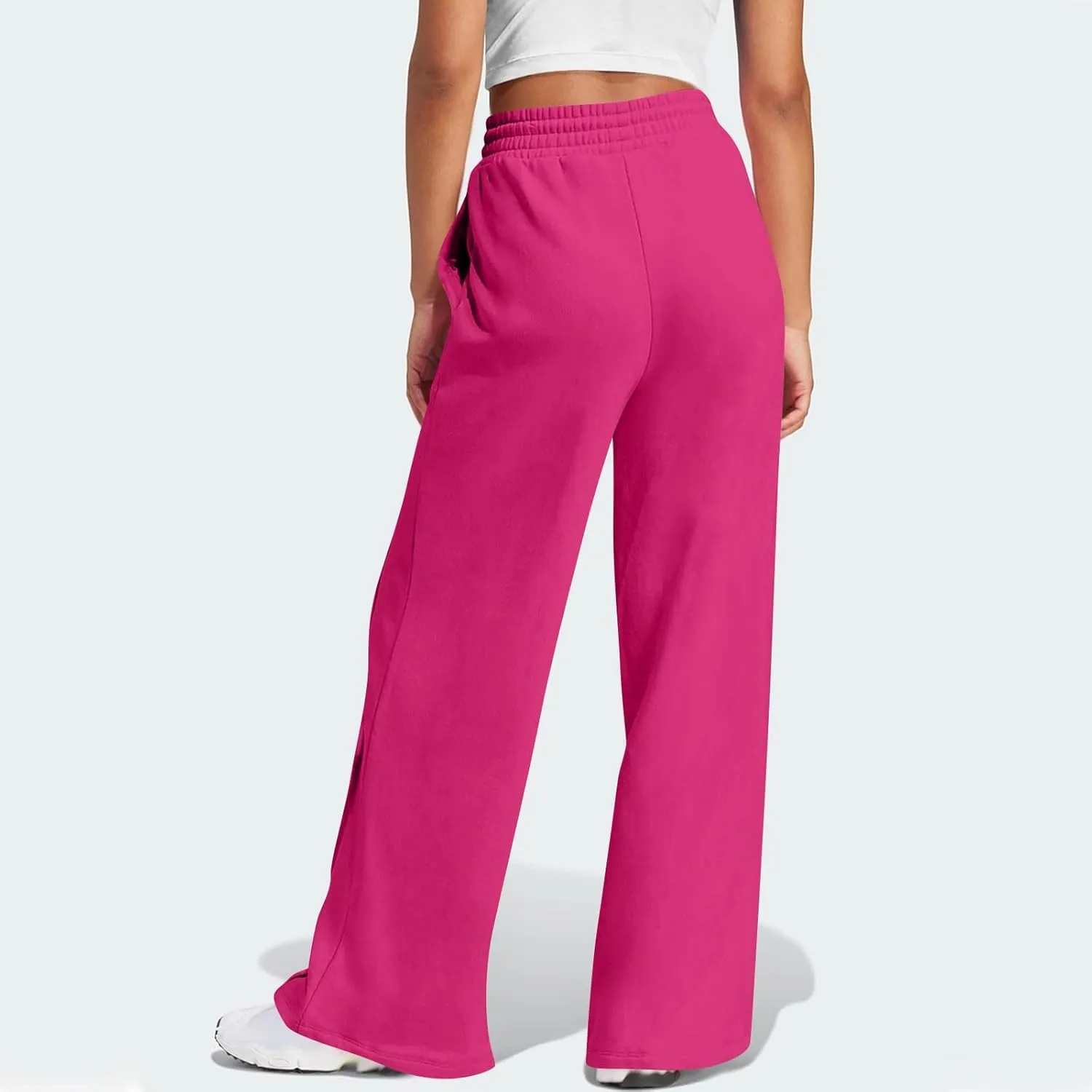 Straight Leg Sweatpants Women Baggy High Rise Elastic Waist Workout Pants with Pockets Stretchy Athletic Pants