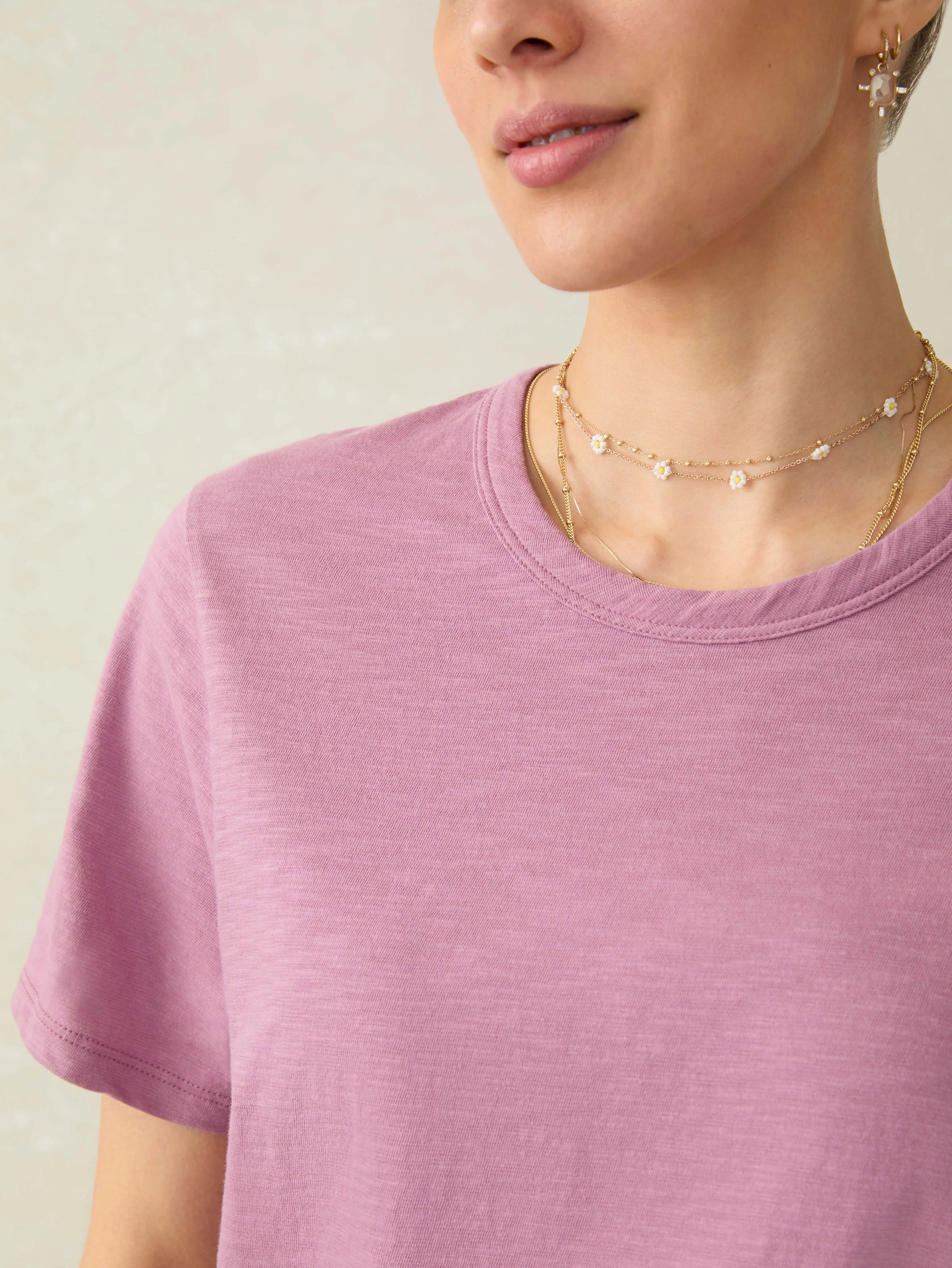 Sunwashed Regenerative Cotton Essential Tee - Weathered Orchid