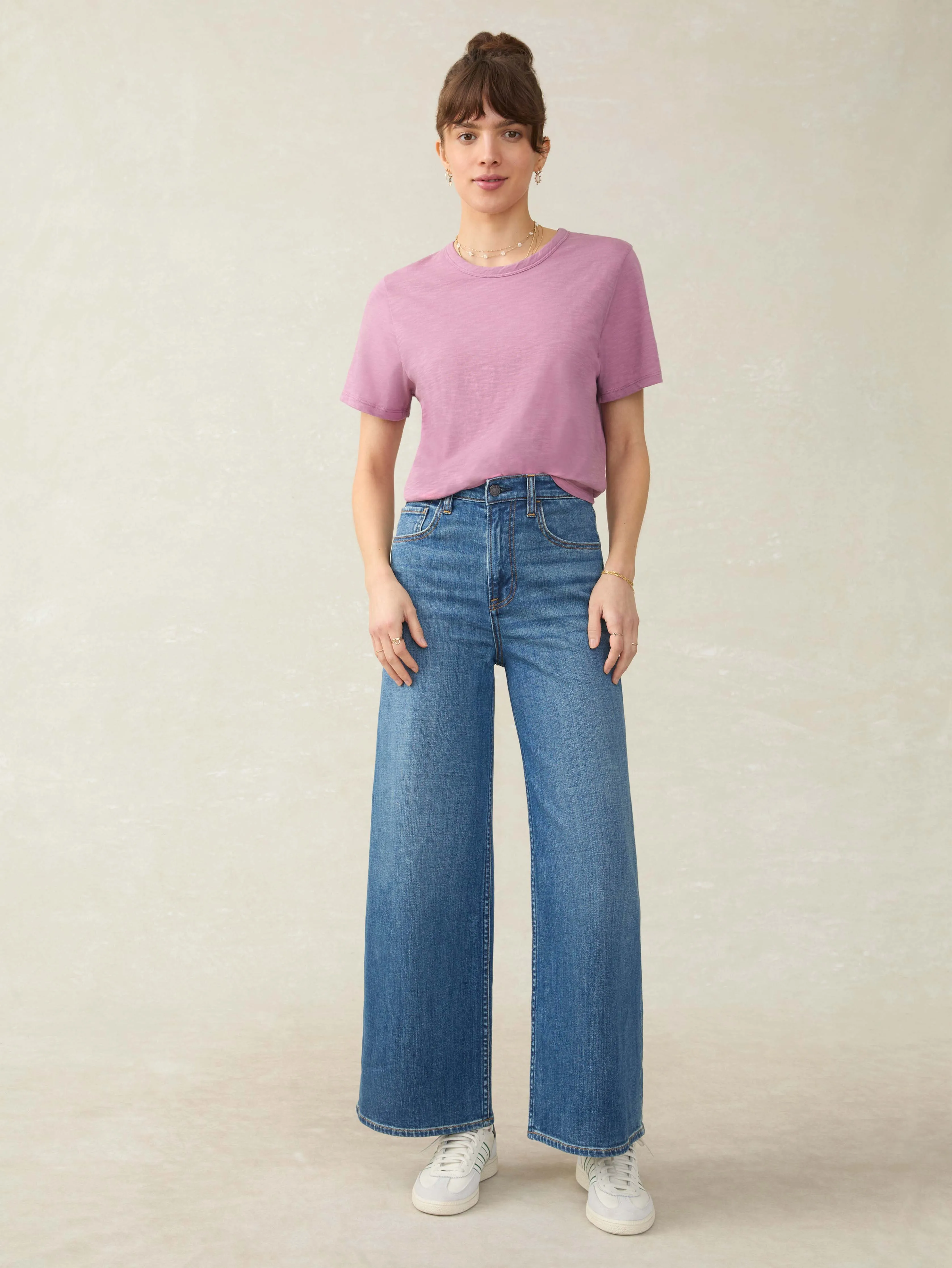 Sunwashed Regenerative Cotton Essential Tee - Weathered Orchid