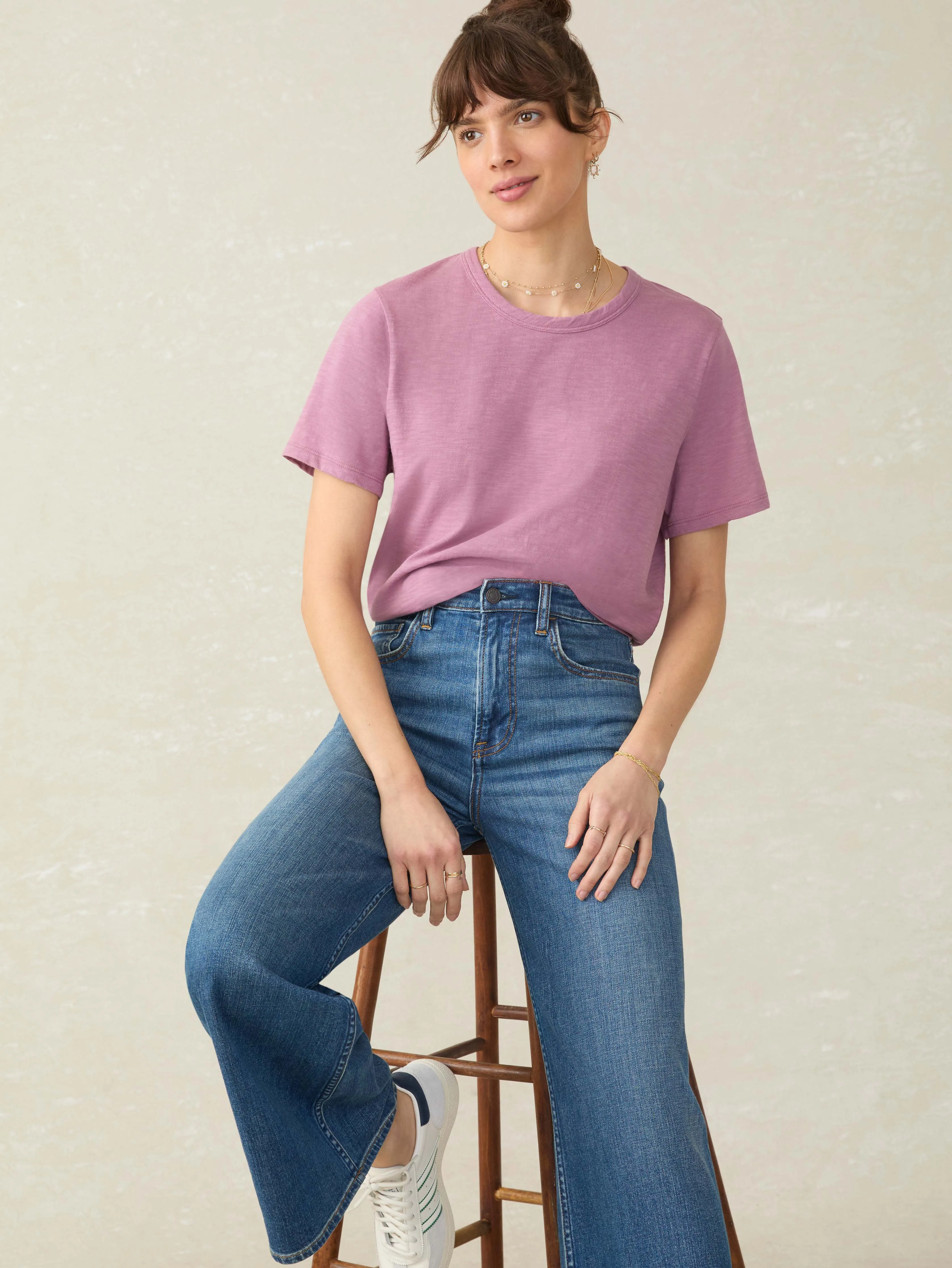 Sunwashed Regenerative Cotton Essential Tee - Weathered Orchid