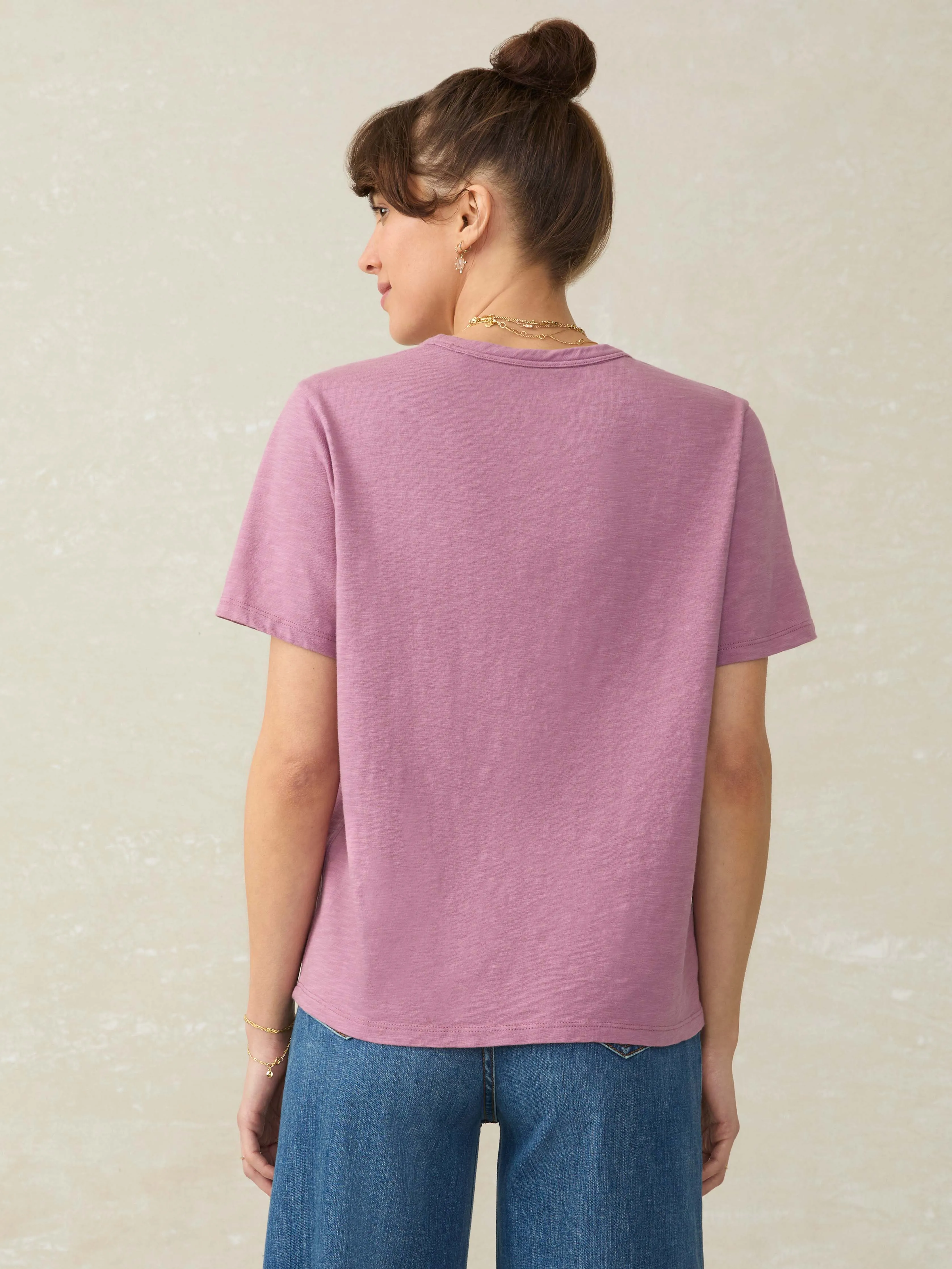 Sunwashed Regenerative Cotton Essential Tee - Weathered Orchid