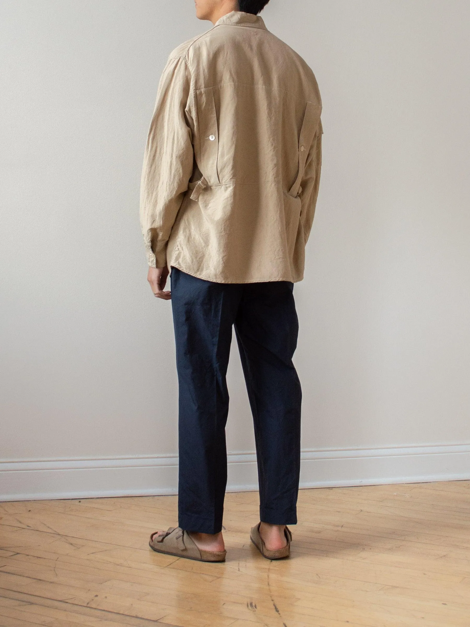 Super Hi-count Cotton Poplin Easy Trousers - Navy