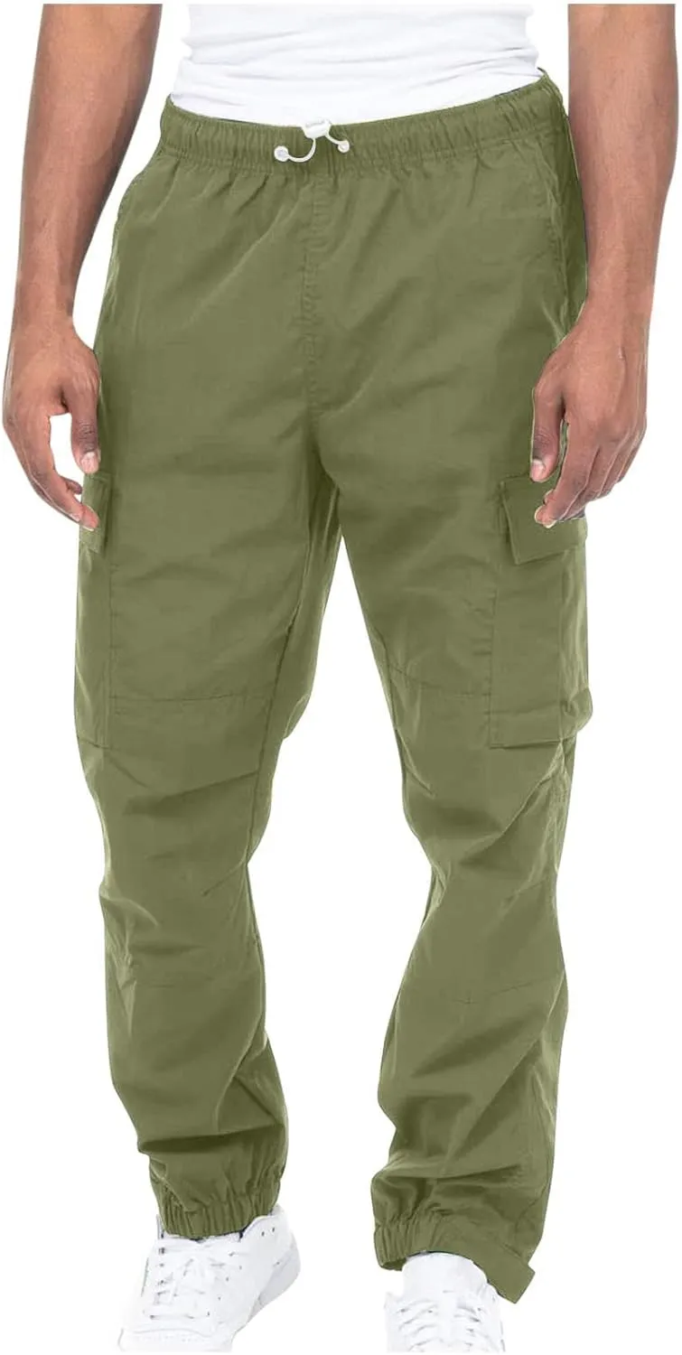 Sweatpant for Men with Pockets Workout Sports Pant Men's Cargo Pants Elastic Waist Joggers Solid Casual Multi Pockets