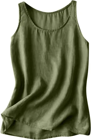 TANGNADE Womens Camisole Tank Tops Plus Size Cotton Linen Sleeveless Shirts Trendy Summer Outfits Casual Clothing