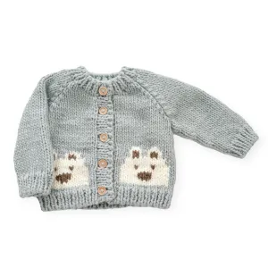The Blueberry Hill Bear Cardigan ~ Bowie Grey