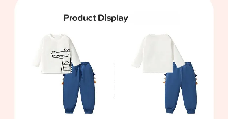 Toddler/Kid Boy's Cartoon Croc Print Design Tee with Pants Set
