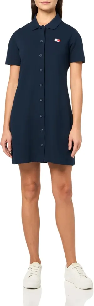 Tommy Jeans Women's Casual Mini Polo Shirt Dress with Logo Detail