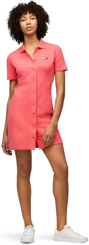 Tommy Jeans Women's Casual Mini Polo Shirt Dress with Logo Detail