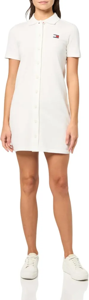 Tommy Jeans Women's Casual Mini Polo Shirt Dress with Logo Detail