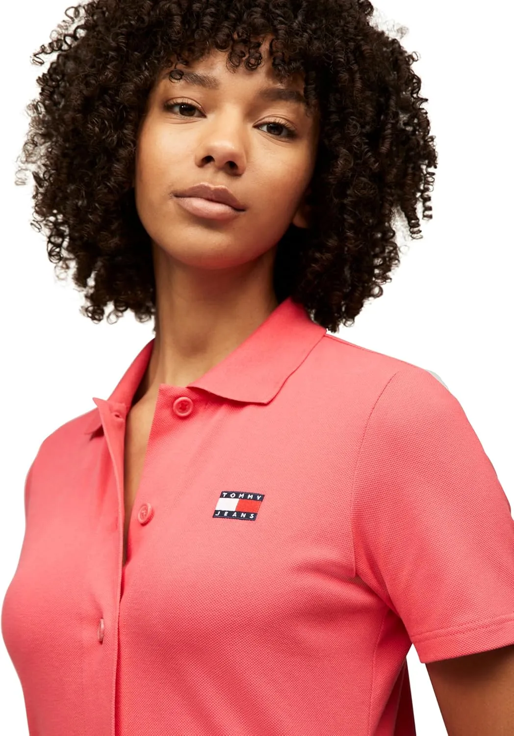 Tommy Jeans Women's Casual Mini Polo Shirt Dress with Logo Detail