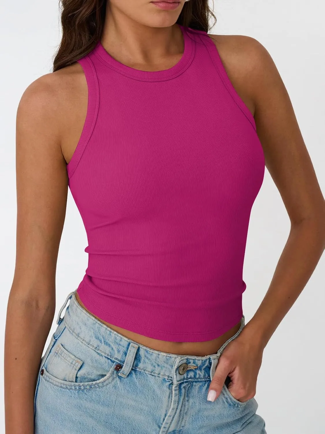 Trendy Queen Womens Tank Tops Summer Workout Racerback Ribbed Shirts Beach Vacation Outfits Spring Fashion Y2k Clothes