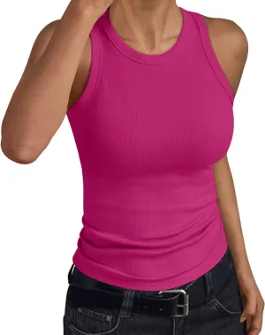 Trendy Queen Womens Tank Tops Summer Workout Racerback Ribbed Shirts Beach Vacation Outfits Spring Fashion Y2k Clothes