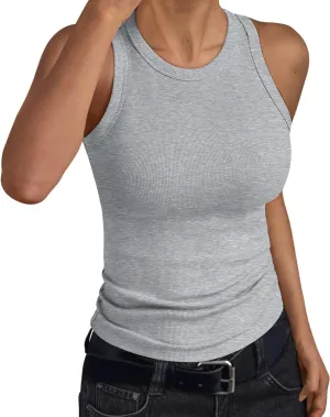 Trendy Queen Womens Tank Tops Summer Workout Racerback Ribbed Shirts Beach Vacation Outfits Spring Fashion Y2k Clothes