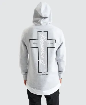 Trevor Hooded Layered Dual Curved Sweater Grey Marle
