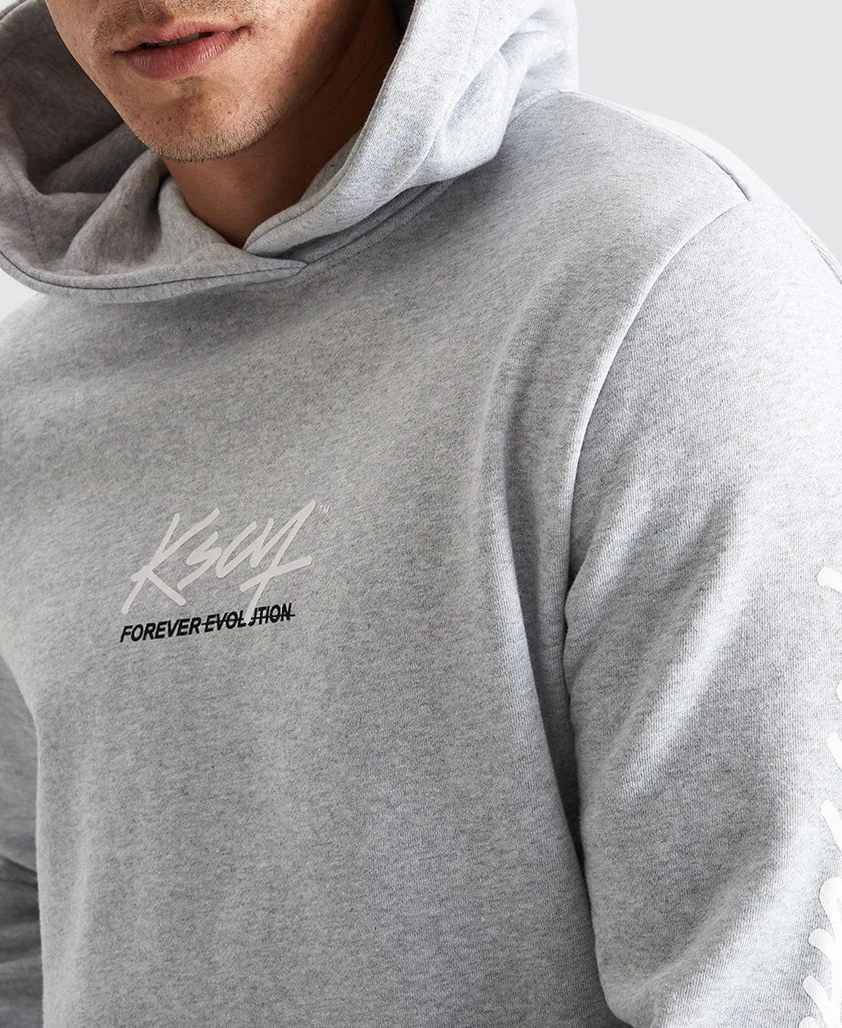 Trevor Hooded Layered Dual Curved Sweater Grey Marle