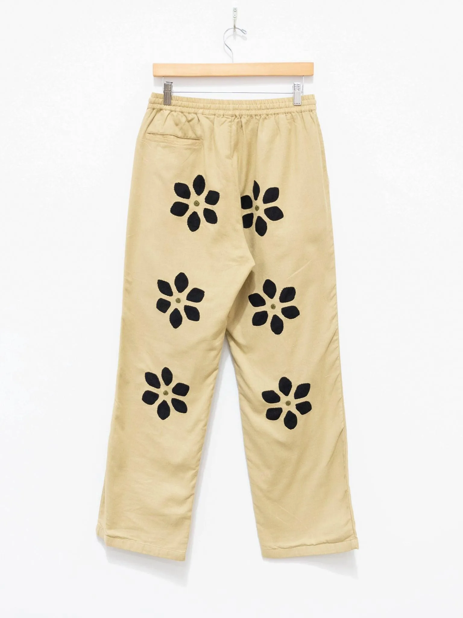 Twill Flower Cut Work Easy Pants - Beige