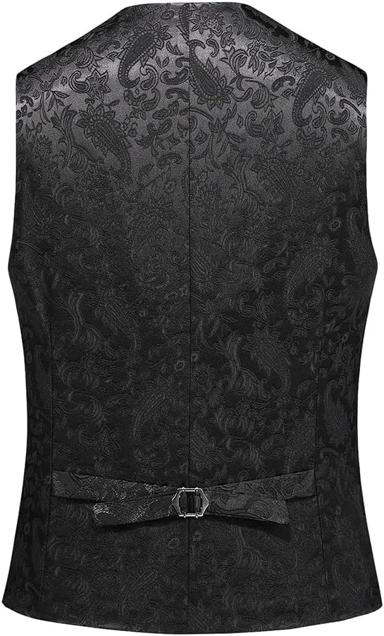 UNINUKOO Mens Suit 3 Piece Tuxedo for Men Paisley Floral Peak Lapel Double Breasted Blazer Vest Pants Set
