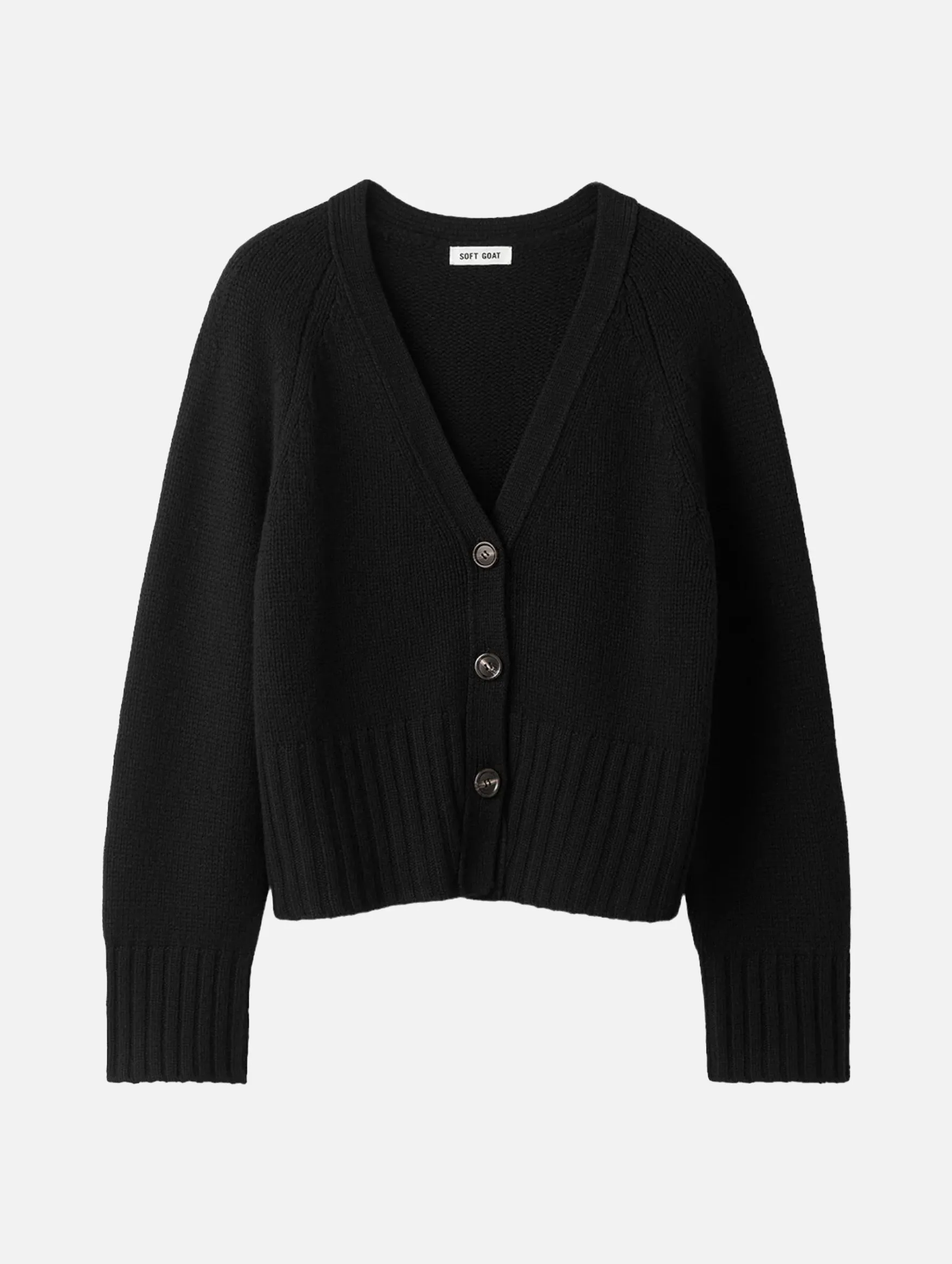 V Neck Cashmere Cardigan in Black