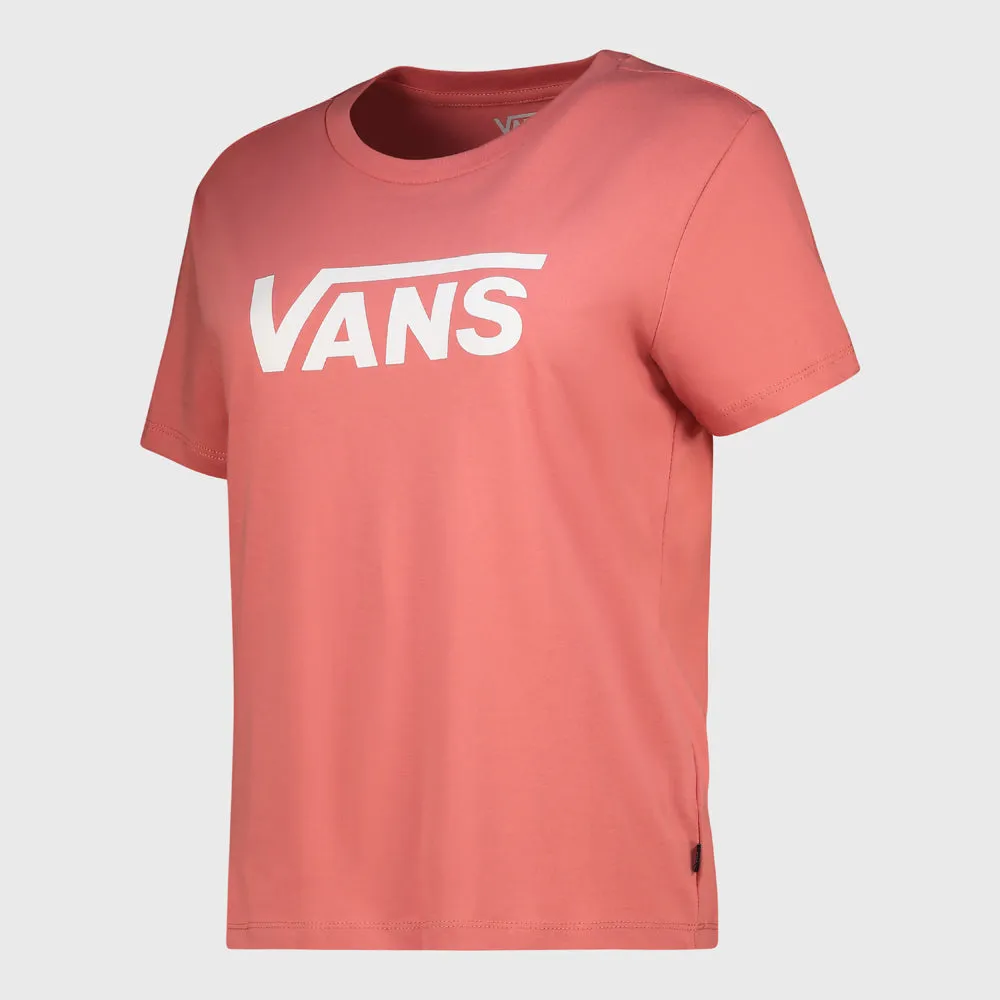 Vans Womans Drop V SS Crew T-Shirt Pink/White _ 182725 _ Pink